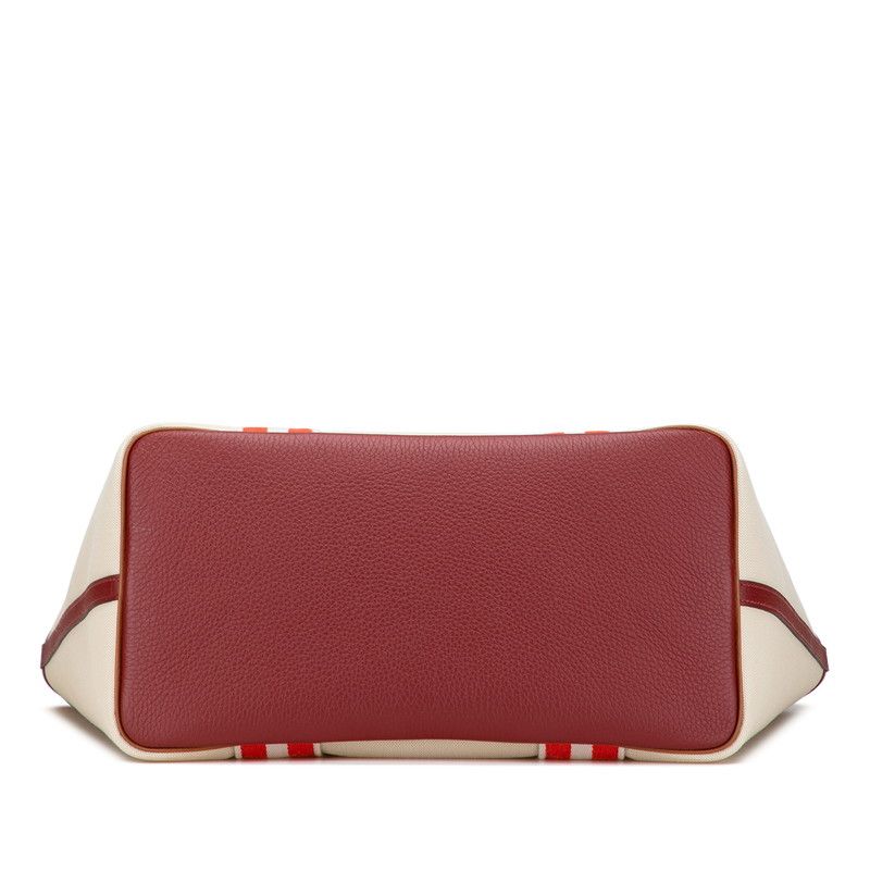 Hermes Pur Sangle Beige Red Brown Taurillon Clemence Toile Military Women Hermes