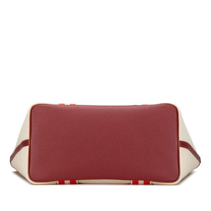 Hermes Pur Sangle Beige Red Brown Taurillon Clemence Toile Military Women Hermes