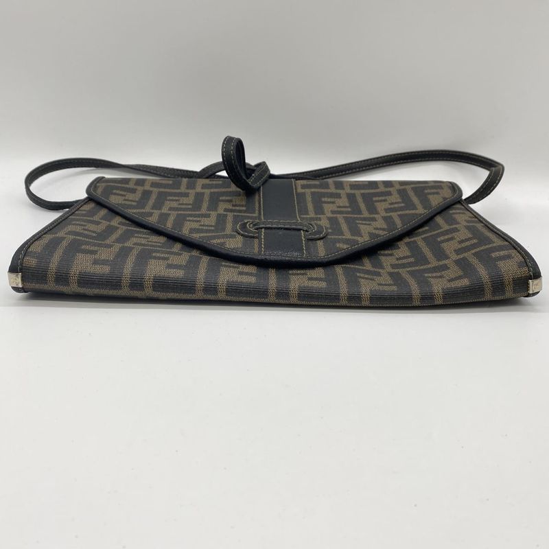 Fendi Shoulder Bag Sakosh Pouch Zucca PVC Brown Black Ladies Men Fashion