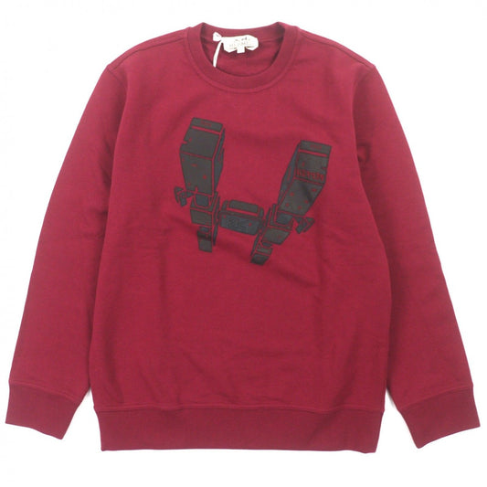 Hermes Odyssee Cotton Leather Crew Neck Pullover Sweat Red XS
