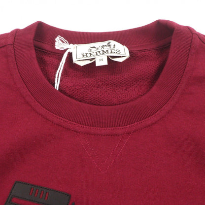Hermes Odyssee Cotton Leather Crew Neck Pullover Sweat Red XS — view 2