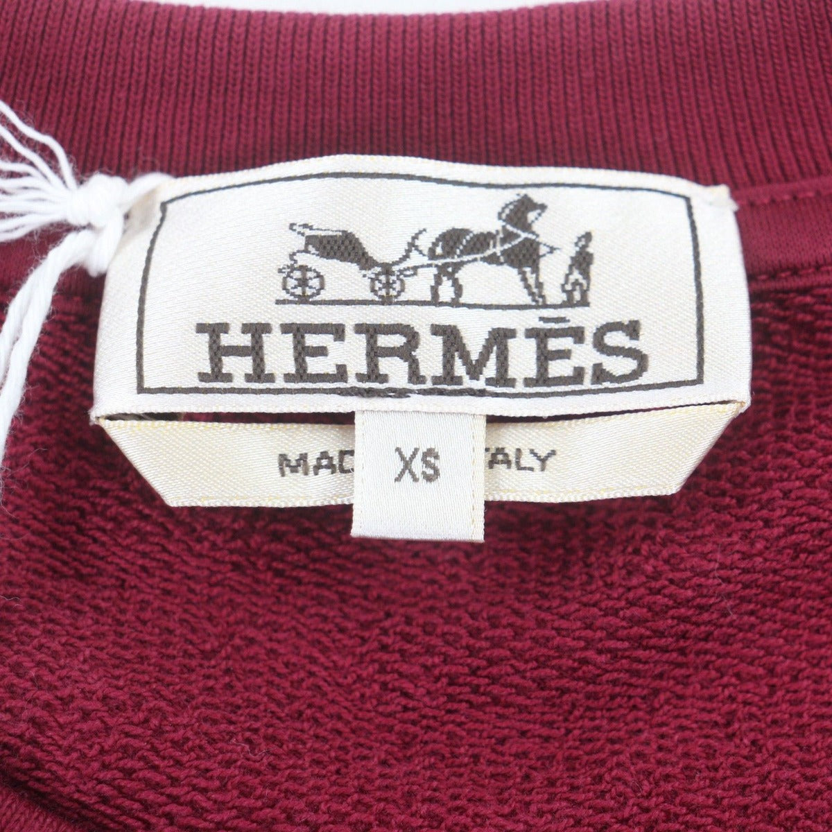 Hermes Odyssee Cotton Leather Crew Neck Pullover Sweat Red XS — view 5