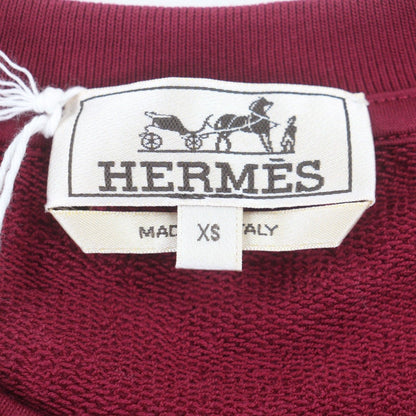 Hermes Odyssee Cotton Leather Crew Neck Pullover Sweat Red XS — view 5