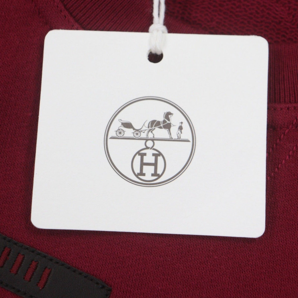Hermes Odyssee Cotton Leather Crew Neck Pullover Sweat Red XS — view 7