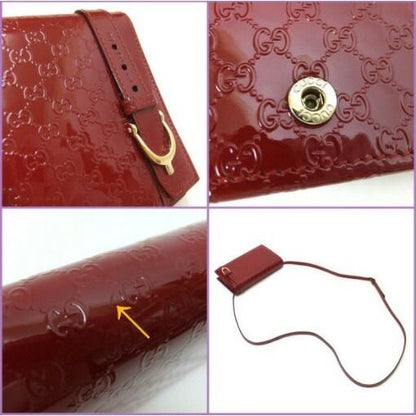 Gucci Nice Shoulder Wallet GG Micro Patent Leather Red Gold — view 8