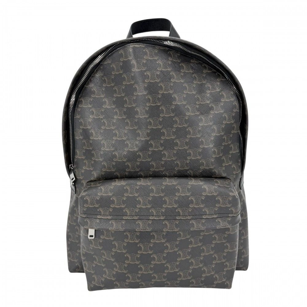 Celine Backpack Leather Canvas Brown X Black