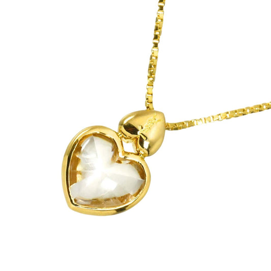 Saint Laurent Quartz Heart Necklace 40 cm 18k YG Yellow Gold