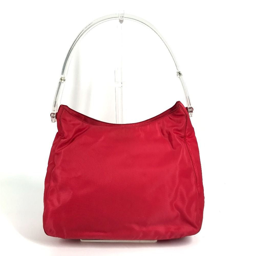 Prada Shoulder Bag Plastic Handle Nylon Red