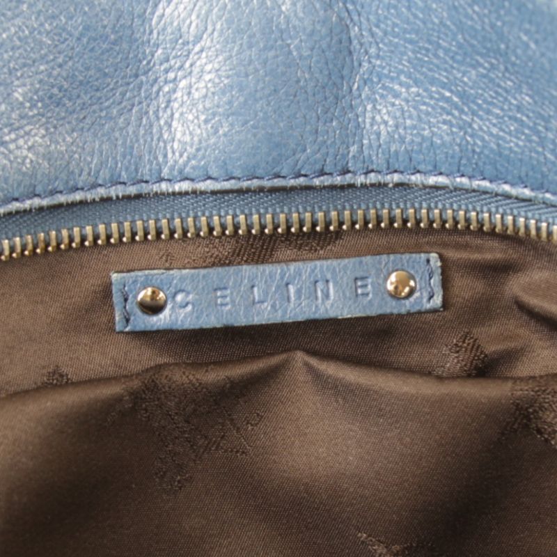 Celine Bittersweet Handbag Leather Blue Stylish Shape Carriage Hardware