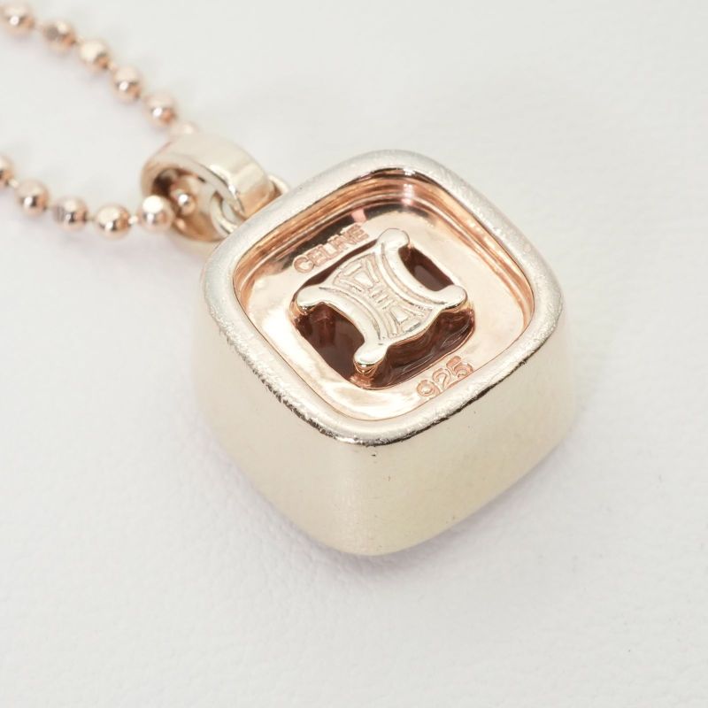 Celine Rose Quartz Silver Necklace Triomphe 24-5781s