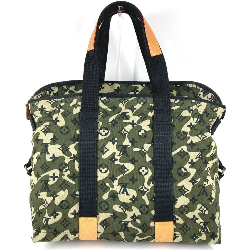 Louis Vuitton Shoulder Bag Tray Leather Canvas Monogram Green