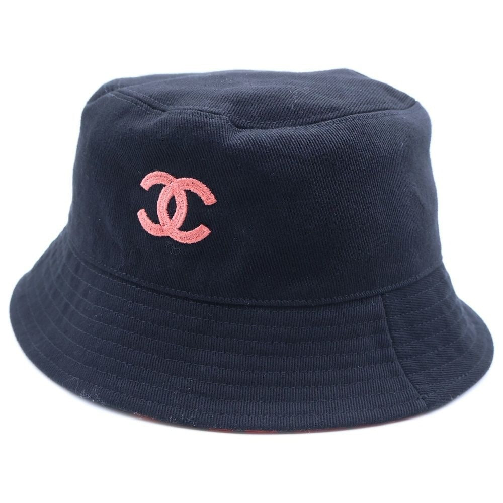 Chanel CC Logo Camouflage Reversible Bucket Hat Black Orange
