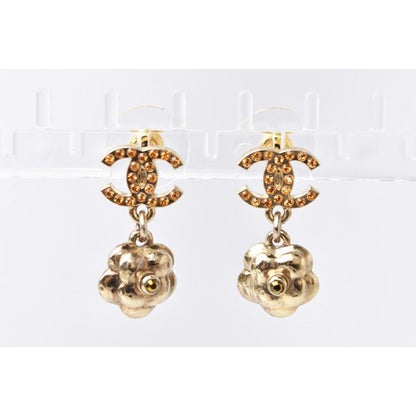 Chanel Logo CC Coco Mark Camellia Gold Orange — view 3