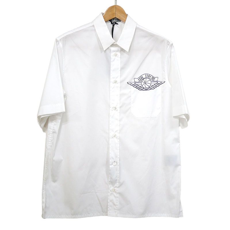 Air Dior X NIKE Chest Logo Cotton Short Sleeve Shirt 38 Navy Blue