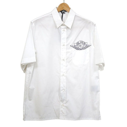 Air Dior X NIKE Chest Logo Cotton Short Sleeve Shirt 38 Navy Blue