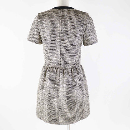 Louis Vuitton 23SS 1aayvw Zip Up Lurex Tweed Dress/short Sleeve Dress Black