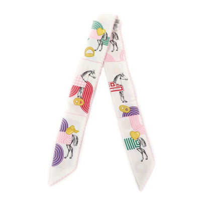 Hermes Garde Robe Pop Garde Robe Pop 100% Silk Blanc/multi Colore Twillie Scarf
