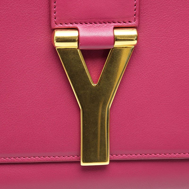 Saint Laurent Wyline Clutch Bag Magenta Pink Leather