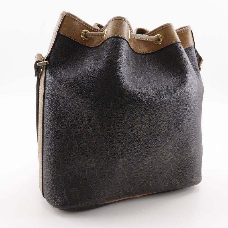 [dior] Christian Dior Honeycomb Pattern Vintage PVC Brown Ladies Shoulder Bag