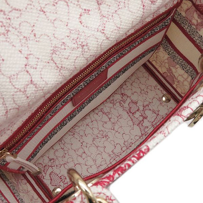 Christian Dior 2way Bag Lady D-Light Canvas Red and White Gold Hardware