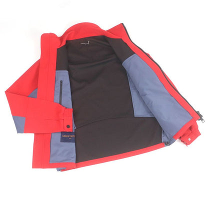 Louis Vuitton LV Circle Logo Zip Nylon Blouson Mountain Hoodie Red Gray 46 Made