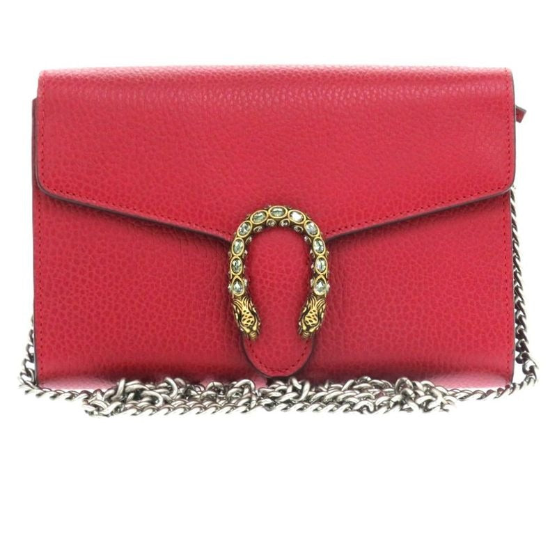 Gucci Dionysus Long Wallet Leather Red 0671 Chain