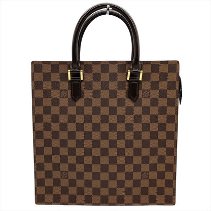 Louis Vuitton Sac Plat Handbag Damier Ebene Brown Gold Hardware