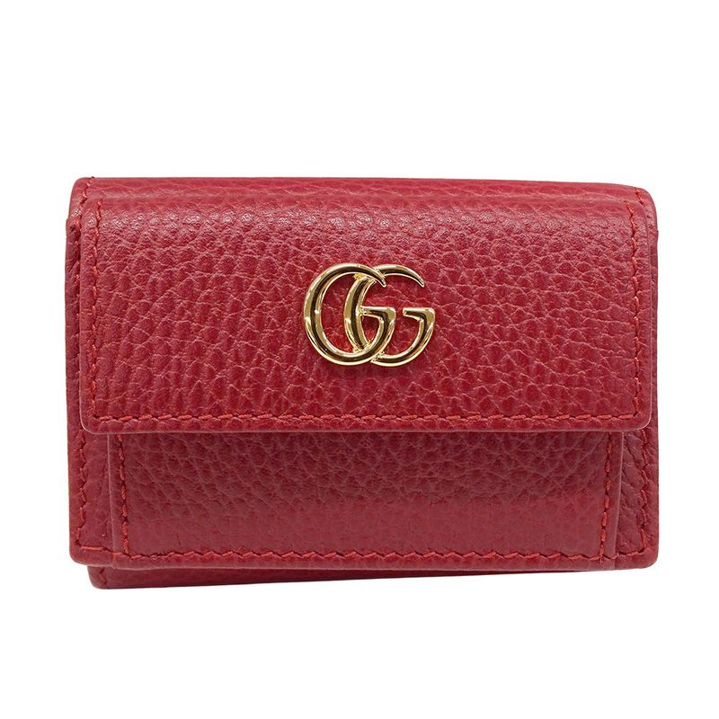 Gucci Wallet Women's Branded Trifold Wallet Petit Marmont Leather Red 523277
