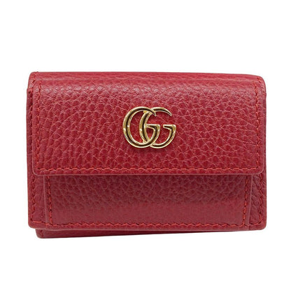 Gucci Wallet Women's Branded Trifold Wallet Petit Marmont Leather Red 523277