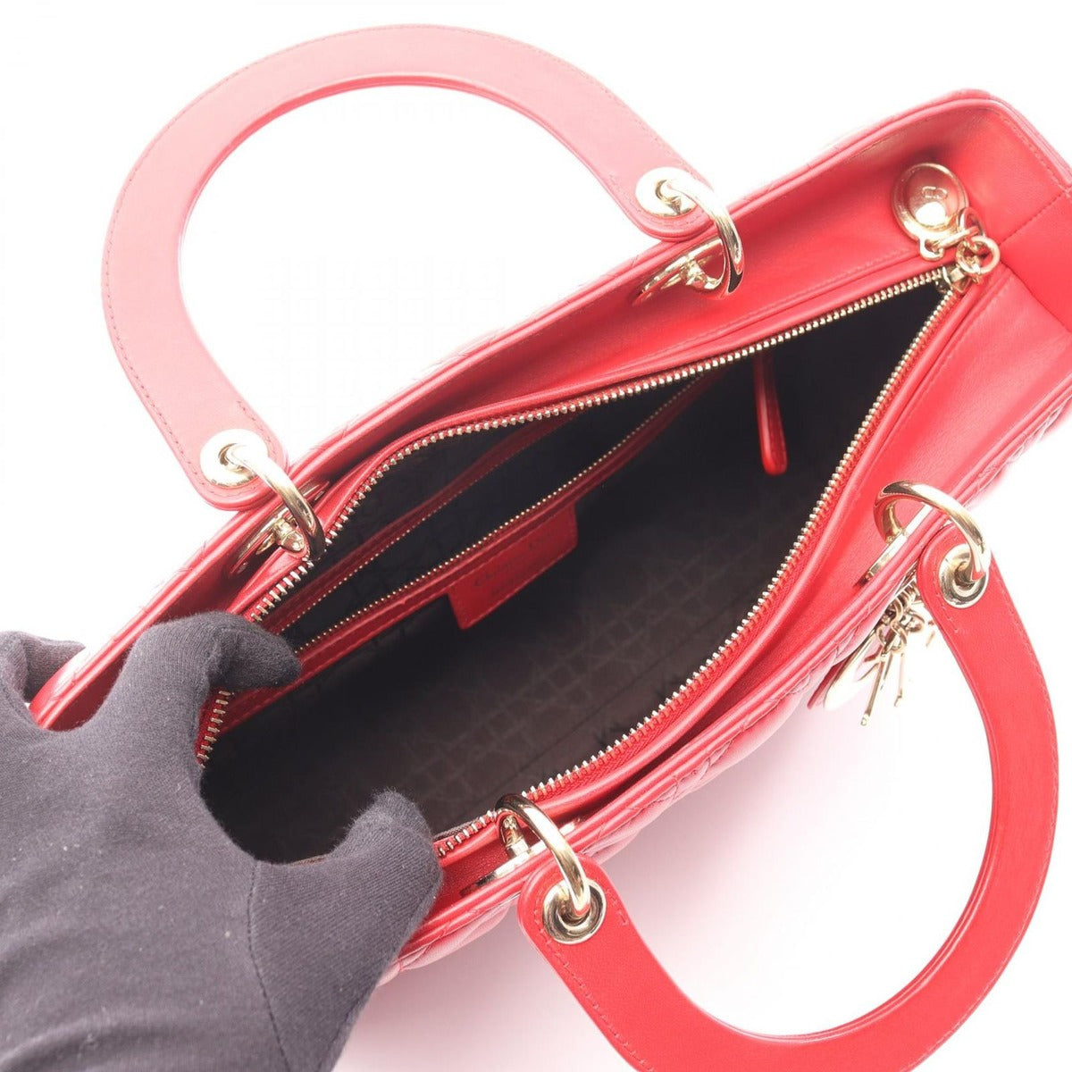 Dior Handbag Lady Large Cannage Red Leather — view 3