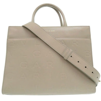 Bvlgari Infinitum Tote Bag Logo Embossed 2-Way Leather Graige 107