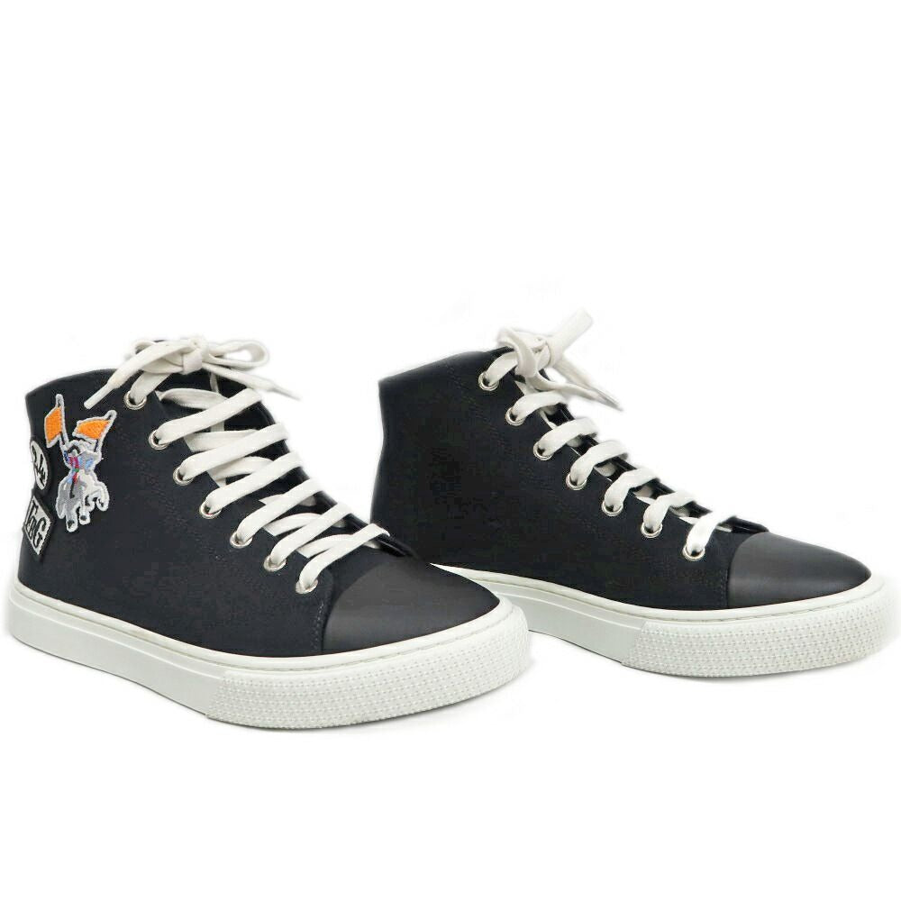 Hermes Iriko High Cut Sneakers 38 Black Canvas Leather — view 3
