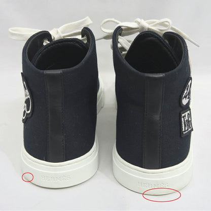Hermes Iriko High Cut Sneakers 38 Black Canvas Leather — view 5