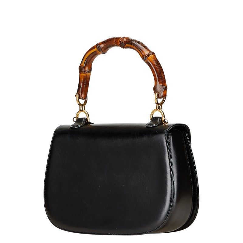 Gucci Bamboo Handbag Shoulder Bag 2WAY 000 1227 Black Leather Ladies Gucci