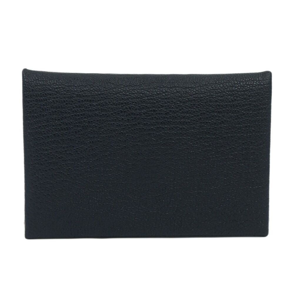 Hermes Calvi Coin Case Card Black Silver