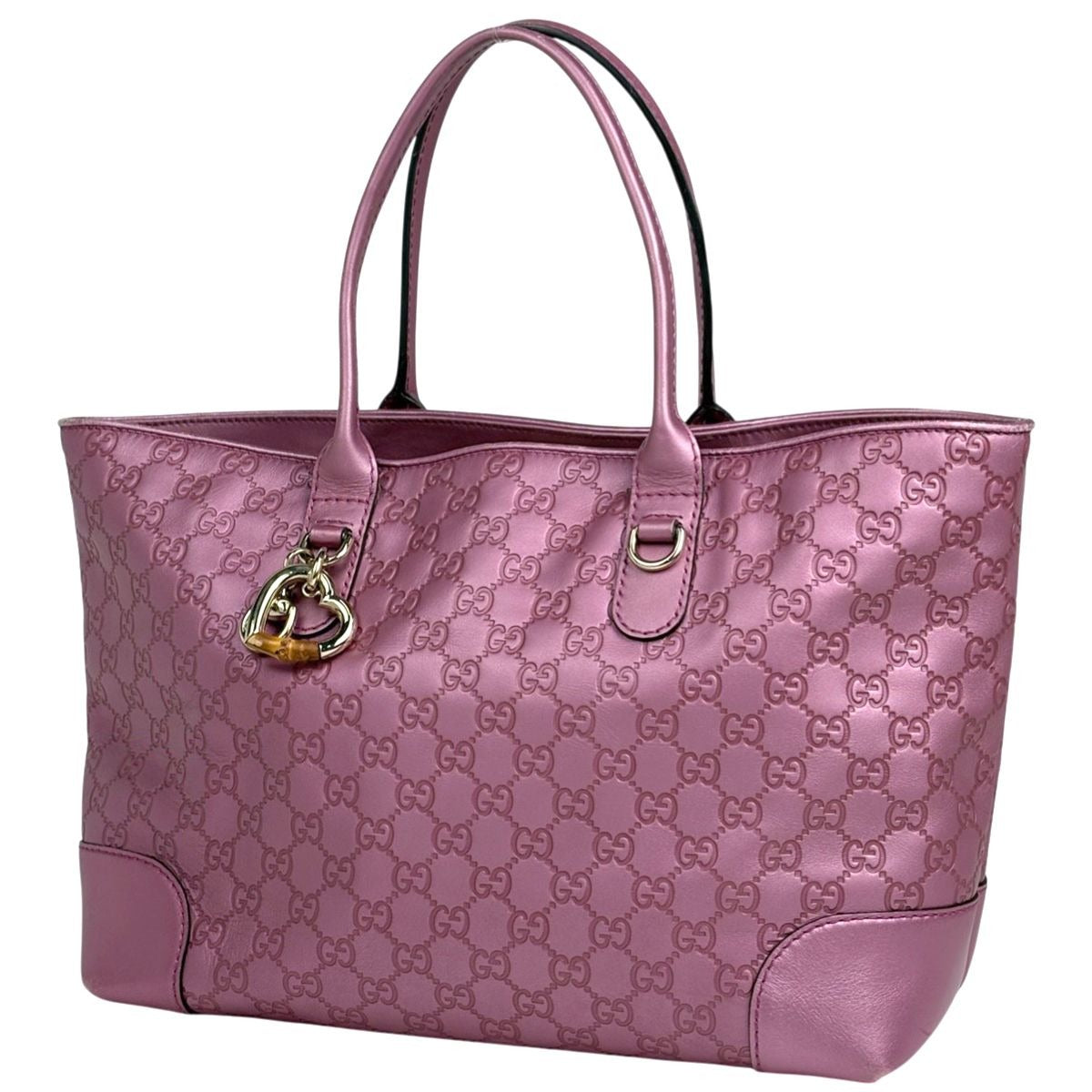 Gucci Guccissima Tote Shoulder Bag Horsebit Guccissima Leather Metallic Pink