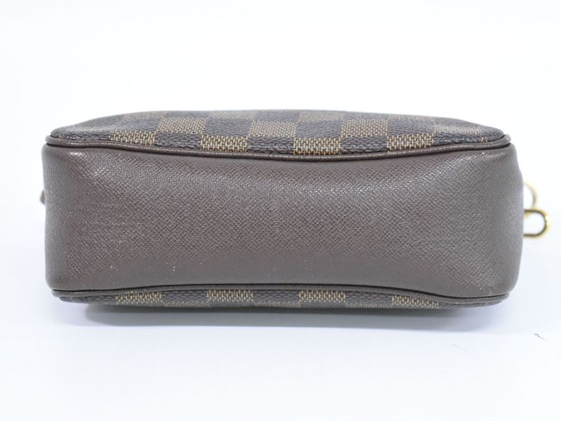 Authentic Louis Vuitton LV Trousse Makeup Damier Ebène 2WAY Shoulder Bag Brown