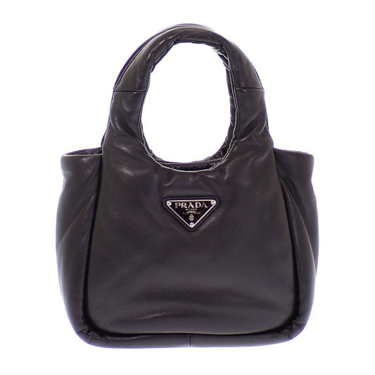 Prada Padded Mini Handbag Leather Black Silver