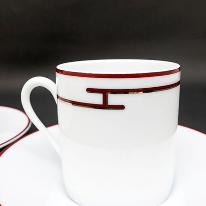 Hermes Rhythm Cup Saucer Set Of 2 White Cles Silver Pottery Accessories