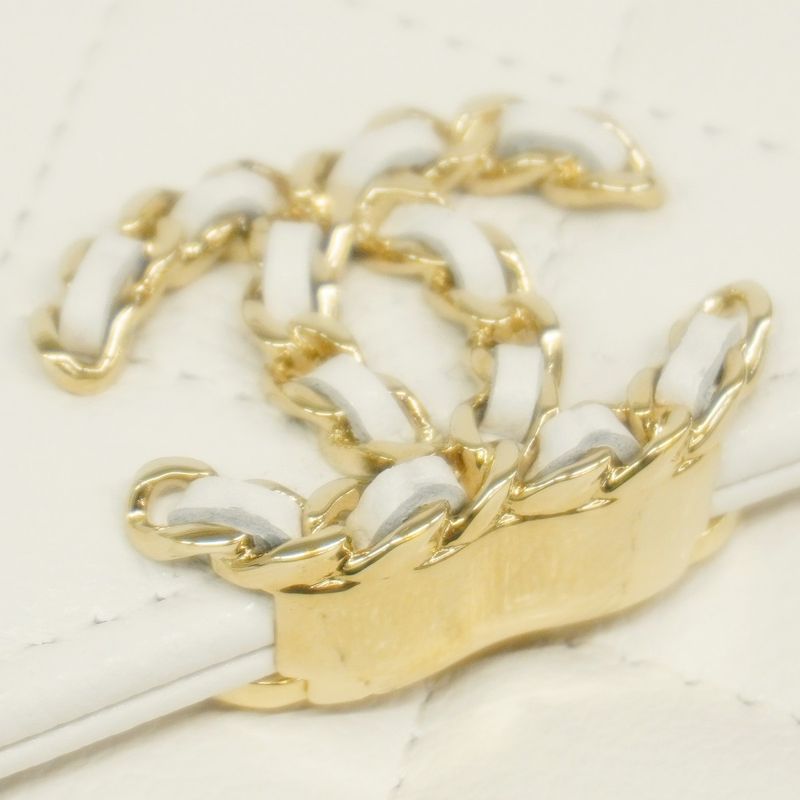 Chanel Handbag Matelasse Caviar Skin White Chien Pan Gold Hardware 2WAY Bag