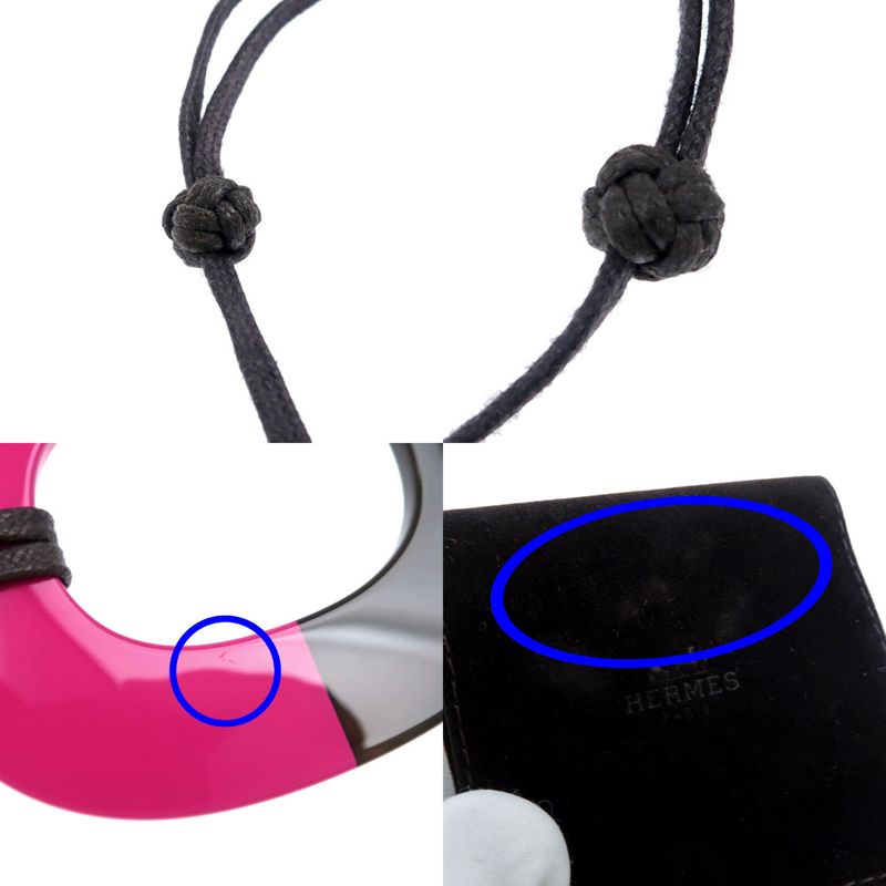 Hermes Necklace Ismu GM Lacquer-buffalo-horn Pink Brown Pendant