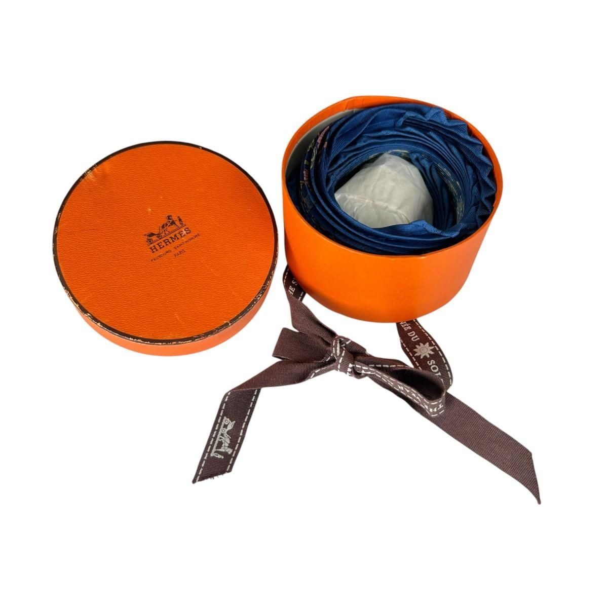 Hermes Pleated Silk Scarf Carre Blue