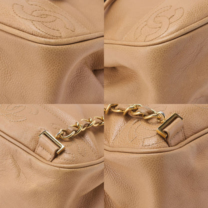 Chanel Backpack Caviar Skin Triple Coco Turnlock Beige Gold Hardware Women's