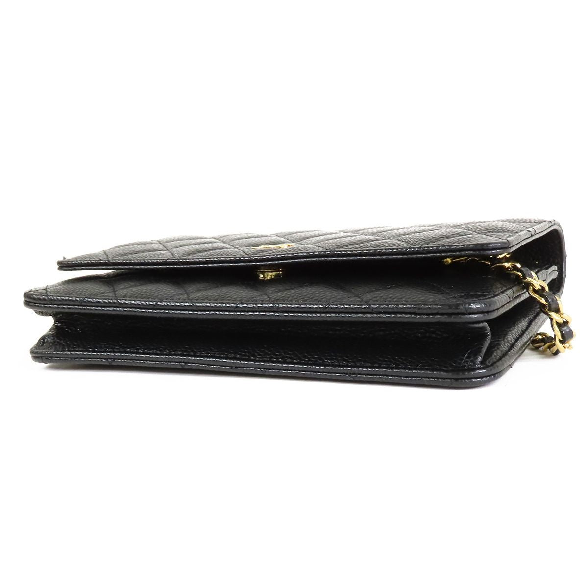 Chanel Chain Wallet Black Gold Caviar Leather Shoulder Bag — view 3