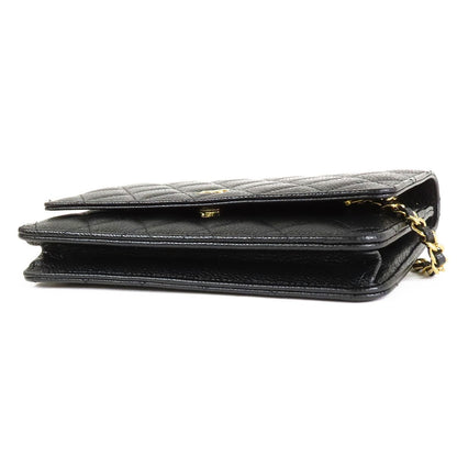Chanel Chain Wallet Black Gold Caviar Leather Shoulder Bag — view 3