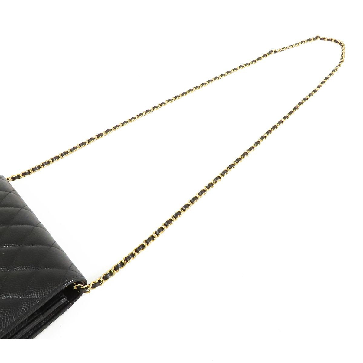 Chanel Chain Wallet Black Gold Caviar Leather Shoulder Bag — view 4