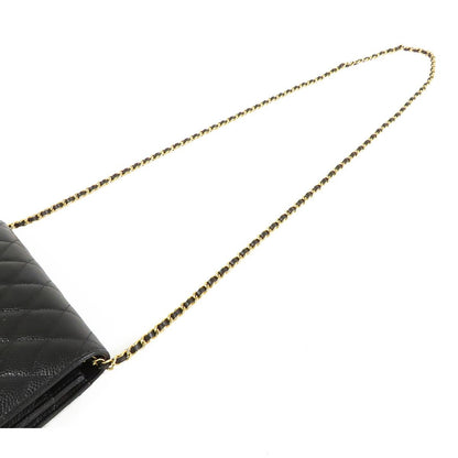 Chanel Chain Wallet Black Gold Caviar Leather Shoulder Bag — view 4