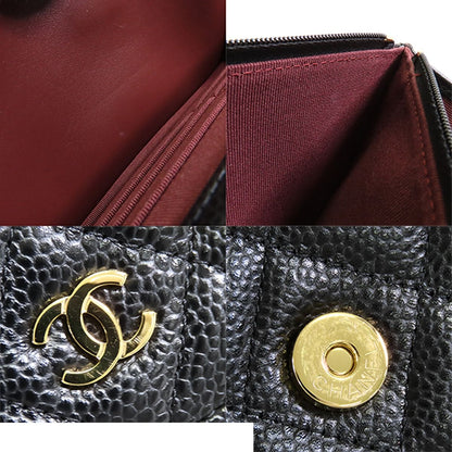 Chanel Chain Wallet Black Gold Caviar Leather Shoulder Bag — view 8