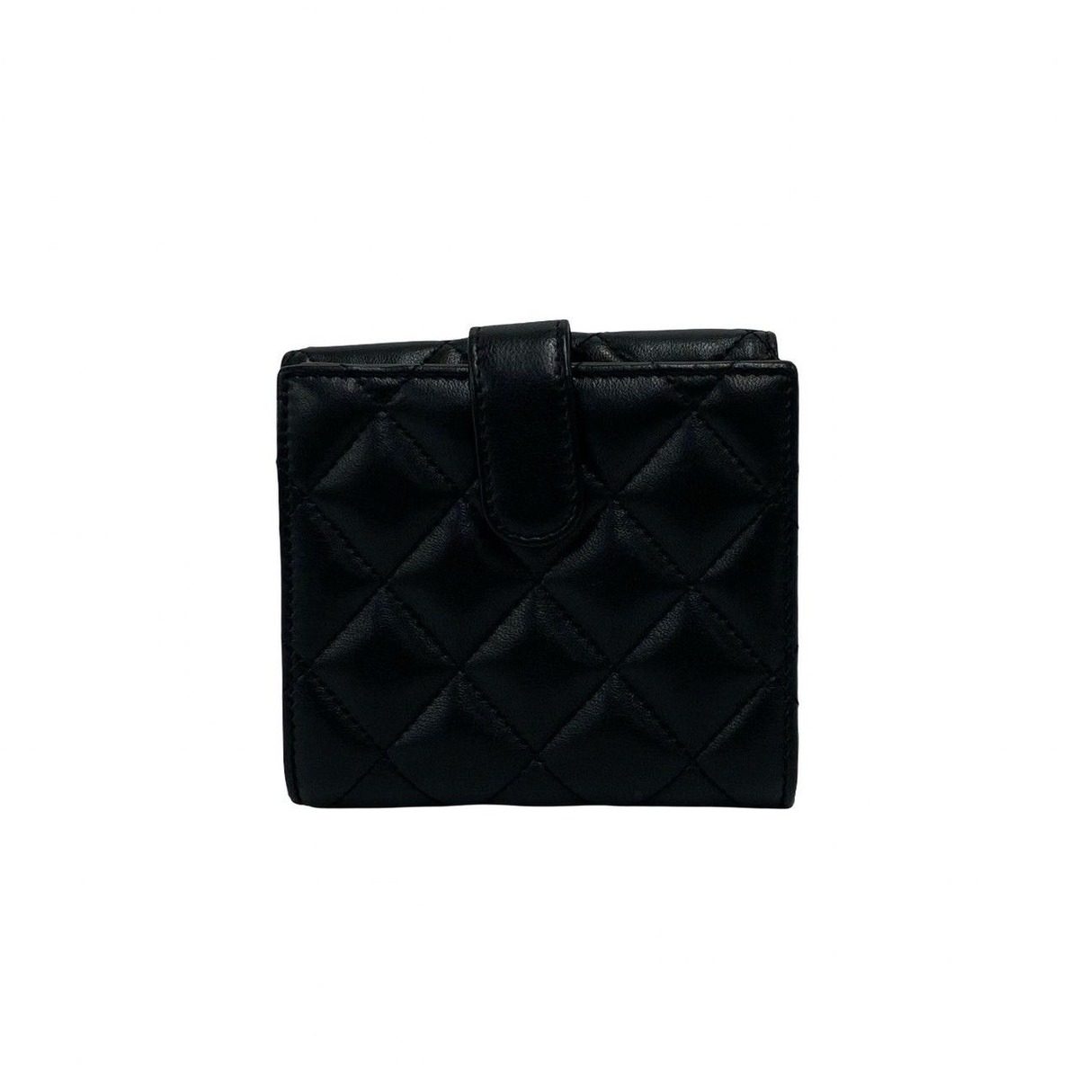 Chanel With Card Quilted CC Logo Lambskin Bifold Wallet Black — view 2