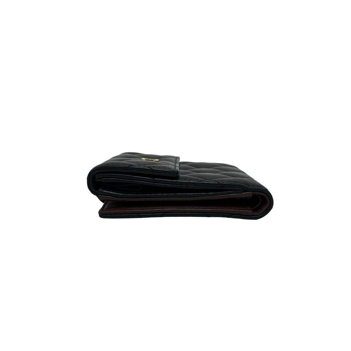 Chanel With Card Quilted CC Logo Lambskin Bifold Wallet Black — view 5